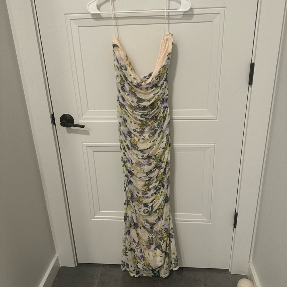 Mesh Strapless Ruched Maxi Dress - Picture 4 of 4